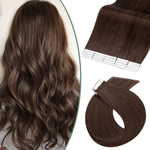 S-noilite 20Pcs Tape in Hair Extensions Human Hair Real Natural Remy Straight Seamless Skin Weft Hair Extensions for Women (12 Inch,#18/613 Ash Blonde Mix Bleach Blonde)