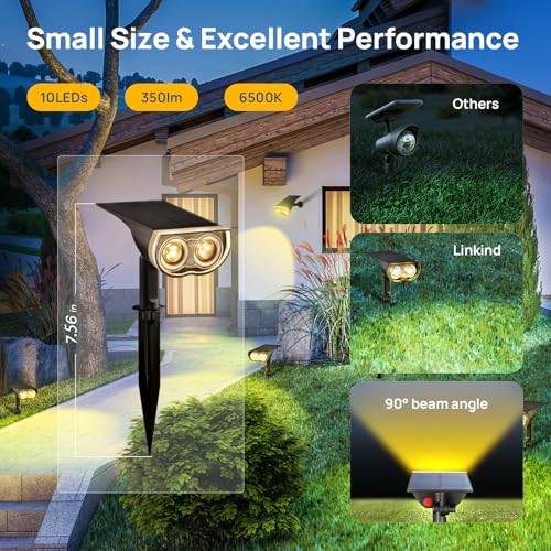 Linkind Solar Spotlights Outdoor Waterproof Dusk to Dawn Warm White 10 Pack - image 2