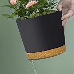 ZMTECH Pots de plantes, 12'' Planteur en plastique auto-arrosant avec trou de drainage et Saucer, Pot de fleurs décoratif moderne pour la maison extérieure intérieure Plantes, Succulents, Fleurs - Gris foncé, paquet de 2