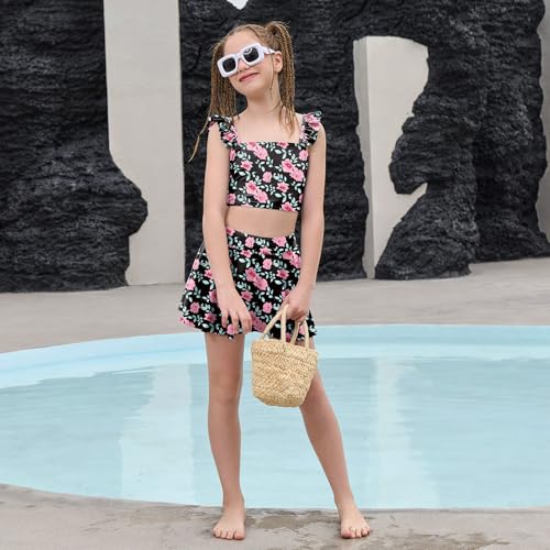 Image of CHILDRENSTAR Girls Tankini Swimsuit with Skirt 3 Pieces Bikini Bathing Suit