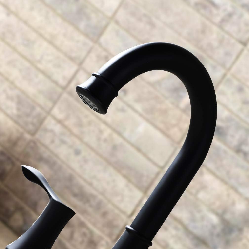 WATER'S GOOD 2-Handle Widespread Bathroom Faucet with Pop-up Drain Assembly, Matte Black Lavatory Faucet