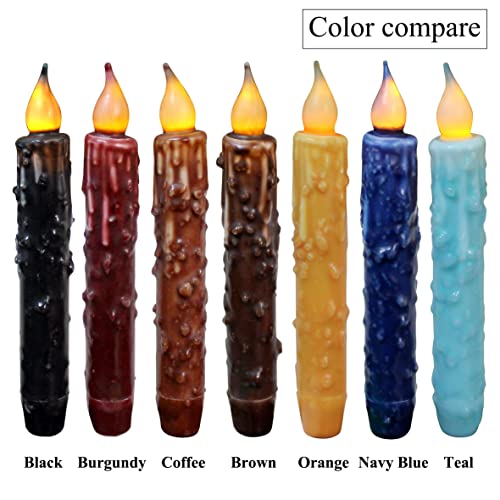Cvhomedeco. Real Wax Hand Dipped Battery Operated Led Timer Taper Candles Country Primitive Flameless Lights Décor, 6-3/4 Inch, Burgundy, 2 Pcs In A Package #TOP6