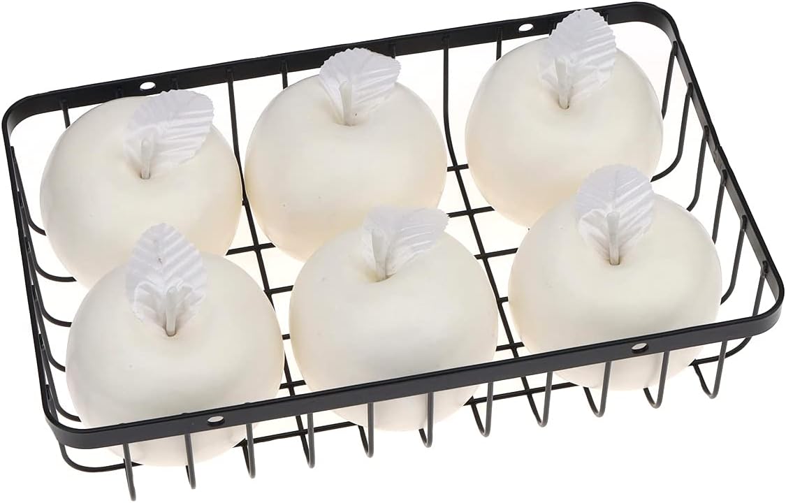 Sponsored Ad - 6 Pcs Artificial White Apple Fake Fruit Decor Faux Foam Apple with Leave for Kitchen Table Home Party Decoration