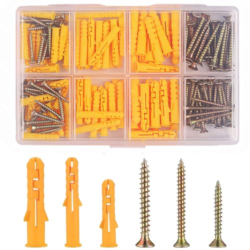 170Pcs Wall Plugs & Screws Set - Raw Plugs & Self Tapping Screws...