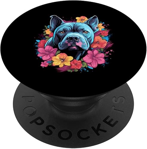 Colorido American Bully Acuarela Arte Mascota Perro Mamá PopSockets Estándar PopGrip