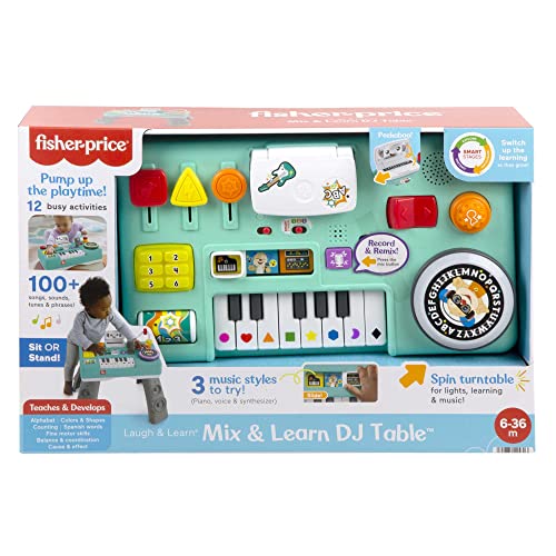 Image of Fisher-Price Learning Fun DJ Game Table - Musical Learning Toy with 3 Piano Play Modes, Lights, Version English; Italian; Portuguese; Spanish, HRB60