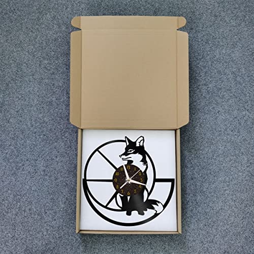 Horloge murale en vinyle Fox sans tic-tac pour salon