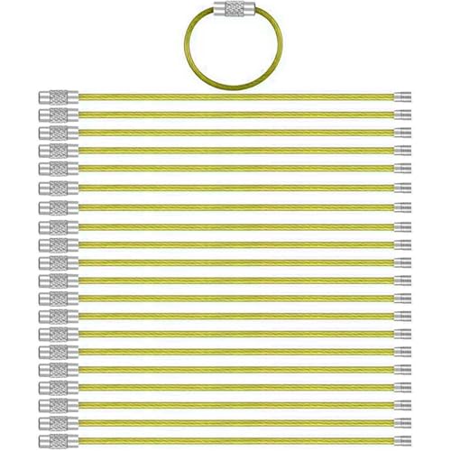 20 PCS Stainless Steel Loops,Key Chain,Keyrings(0.078 * 9.84 in,Yellow)