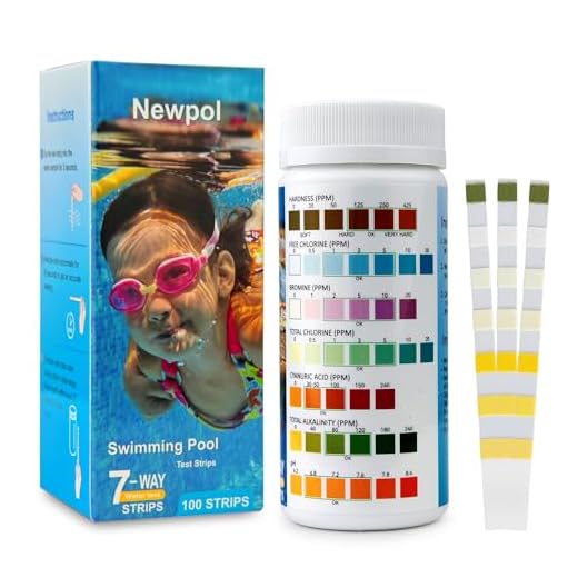 Newpol 7-in-1 Pool Test Strips, 100 Strips Water Testing for Swimming Pool, Hot Tub and Spa