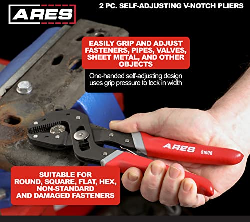 ARES 51009 2-Pc Self-Adjusting V-Notch Pliers Set - 7-In & 10-In by ARES - Used condition - Image 4