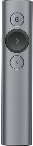 Logitech Spotlight Presentador Inalámbrico | Presentador láser digital 2.4 GHz/Bluetooth, receptor USB, 30 metros, cronómetro, PC/Mac/Android - Negro/Blanco