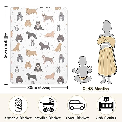 Image of American Bully Dogs Cotton Swaddle Blanket for Infants - Lightweight Soft Swaddling Blanket for Crib, Stroller, Nursery - 30x40In