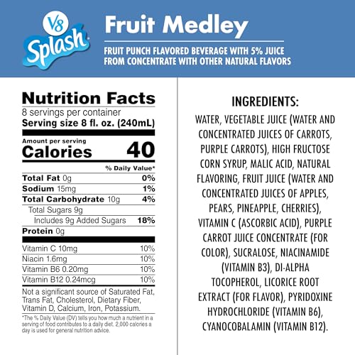 Image of V8 Splash Fruit Medley Flavored Beverage, 64 fl oz Bottle (6 Pack)