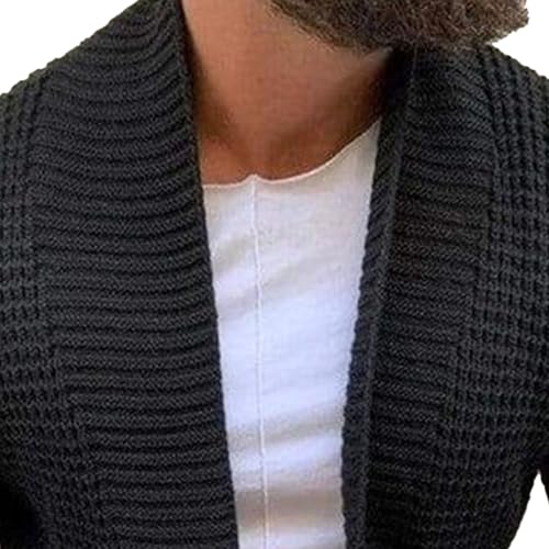 Men's Cardigan Ribbed Fshion Sweater Solid Long Sleeve Open Front Sweater Loose Fit Knit Sweaters with Pockets2