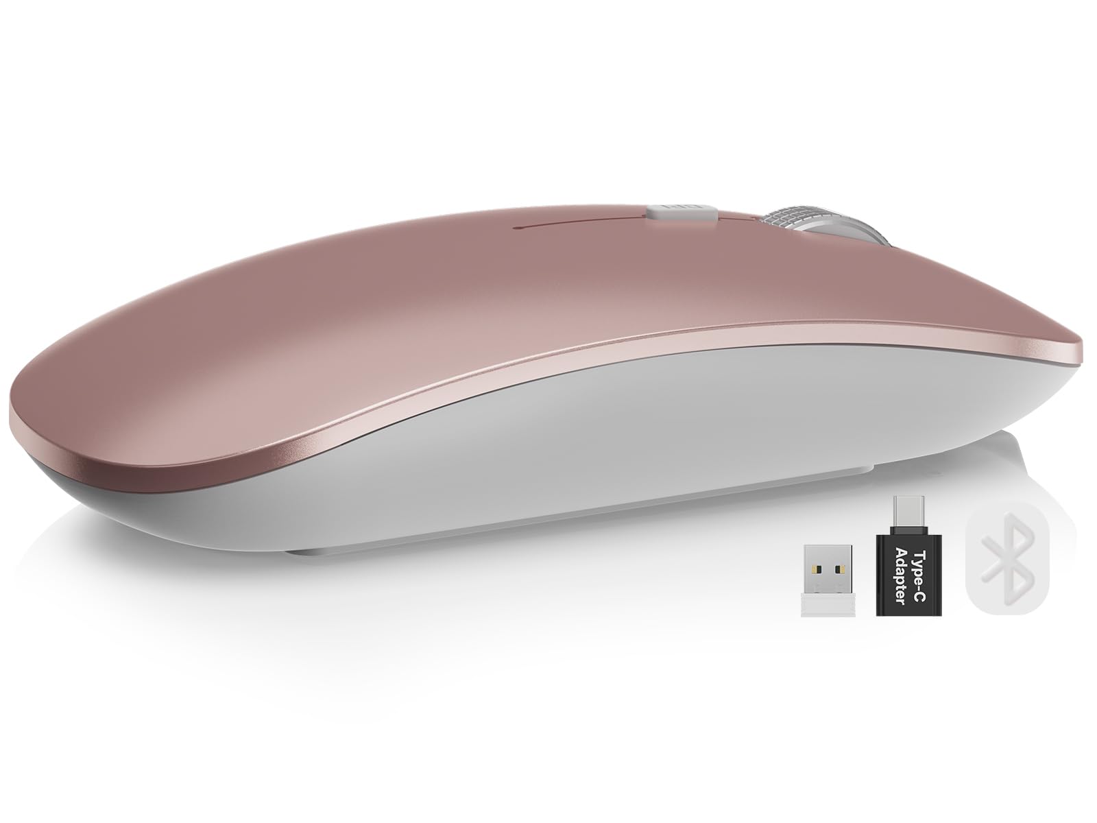 Photo 1 of SABLUTE M31 Bluetooth Mouse for MacBook Pro/Air, iPad - Rechargeable Tri-Mode Wireless Mouse for 3 Devices (BT 5.2 + 2.4G), Portable Silent Computer Mouse for Surface, Windows, Rose Gold