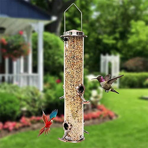 Opknoping Bird Feeder Outdoor Wild Bird Feeder Kleine Korrels Container Flower-vorm Roestvrijstaal Feeder voor Garden… - Afbeelding 7