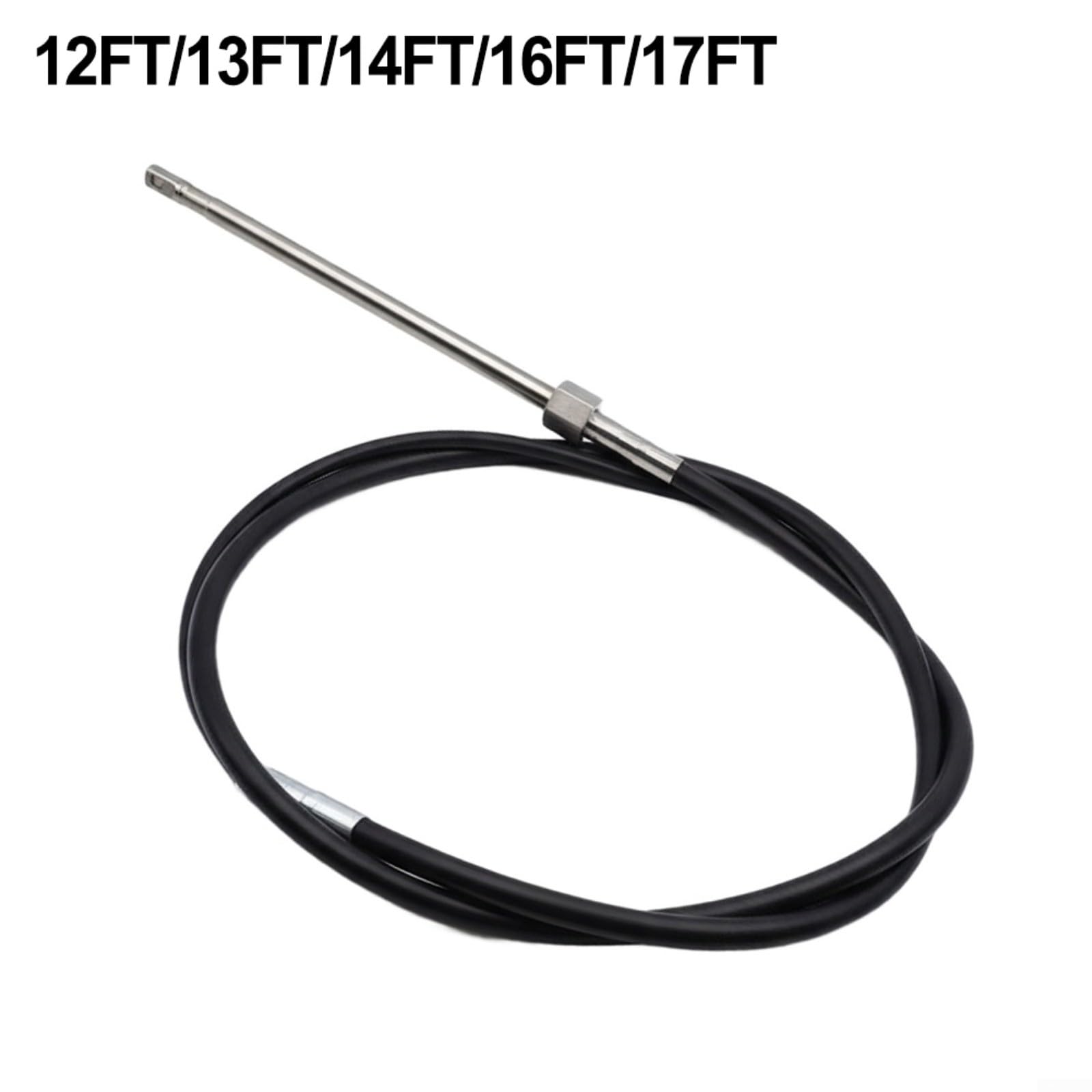 Cable de dirección de barco de grado marino, kit de timón fuera de borda giratorio para funda para pesca lanchas inflables negro (12 pies)