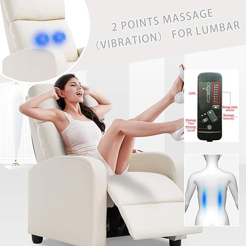 Miniatura 7 de Lazy Boy - Silla reclinable de masaje con respaldo acolchado de piel sintética, silla reclinable para sala de estar, sofá, silla de lectura, asiento