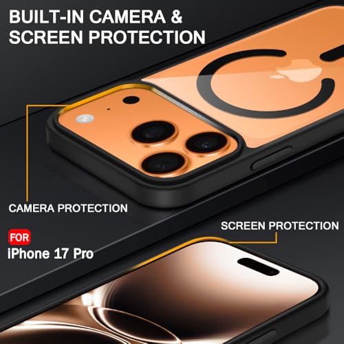 Image of TheGiftKart Ultra-HybridShockproof Back Cover Case for iPhone 17 Pro Compatible with MagSafe | Crystal Clear Hard Back Cover Case for iPhone 17 Pro (PC & TPU, Transparent Clear Back, Black Sides)