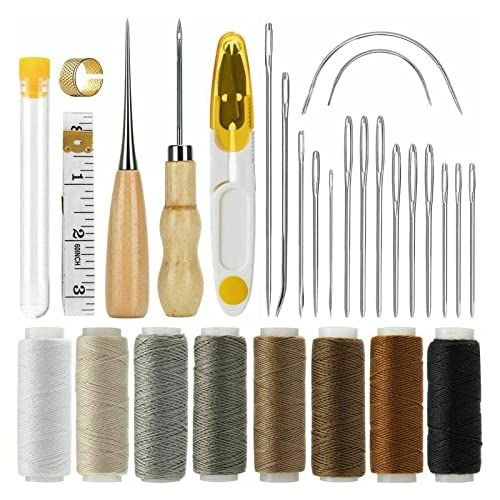 huitailang Ensemble D'Outils De Couture 29 in 1 Kit Outils Couture Cuir Kit De Réparation Cuir À La Main Artisanat Kit, Outils De Maroquinerie, pour Piquer, Marquer, Travailler, Coudre Et Rainurer Cover