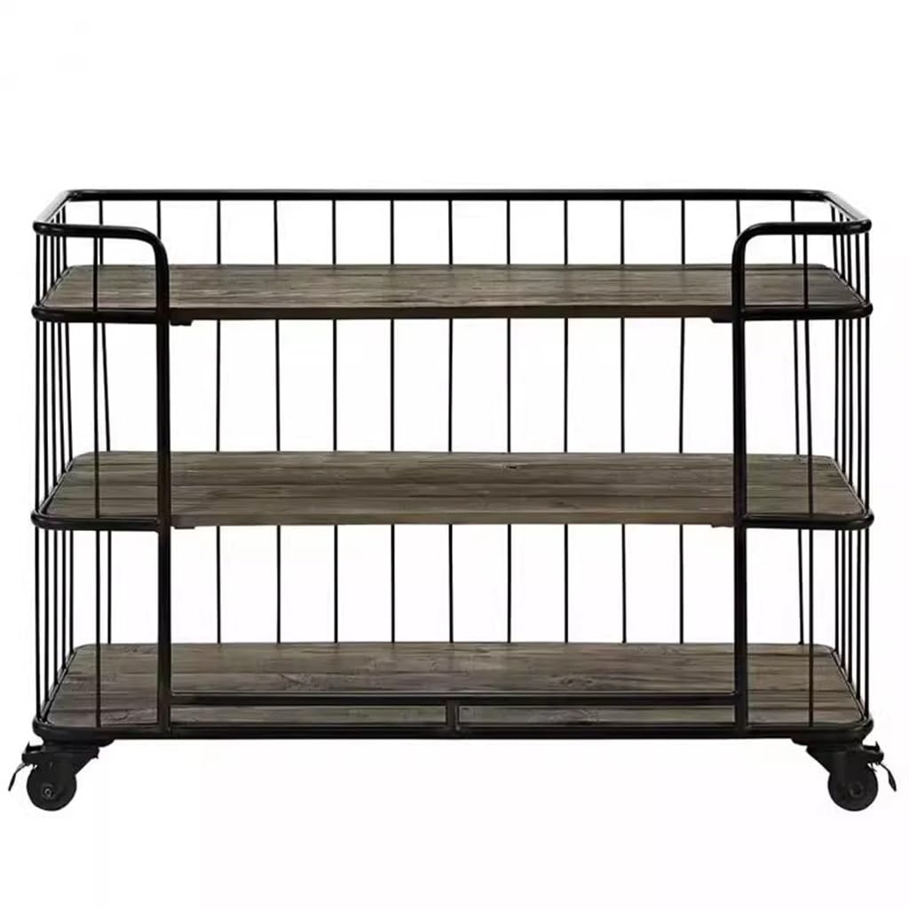 Carrello da portata a 3 livelli con ruote, carrello industriale in metallo per sala da pranzo, lavanderia e bagno, bordi rialzati per la sicurezza, soluzione versatile per riporre oggetti