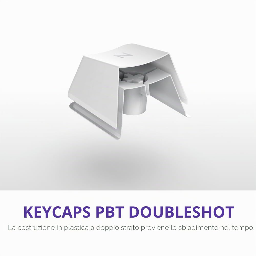 NZXT Function 2 MiniTKL 2024 - Tastiera da gioco ottica Tenkeyless - RGB illuminato - Frequenza di query 8K - Commutatori opt lineari - Scatto regolabile - Hot-Swap - Bianca DE (QWERTZ)