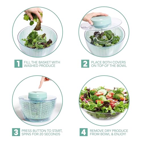 image for COOK WITH COLOR Electric Salad Spinner, Round 4.5L Capacity – Fast D