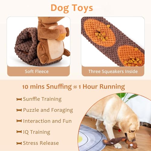 Eichhörnchen Hundespielzeug,Intelligenzspielzeug für Hunde,Quietschend Welpenspielzeug,Interaktives Hundespielzeug,Schnüffelspielzeug Hund,Puzzle Toys for Dogs,Herbst Hund Plüsch Kauspielzeug