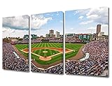 TUMOVO Wrigley Field Canvas Wall Art Painting Chicago Baseball Stadium Skyline Wall Decor for Living Room Pictures Print on Canvas Ballpark Framed Modern Artwork for Bedroom Decorations, 36' Wx24 H
