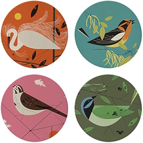 Charley Harper Feathered Friends Absorbent Stone Coaster Set Cover