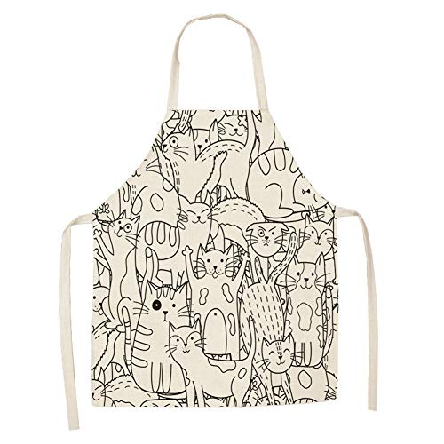 cute chef apron - BOCTTCBO Cat Apron Cute Cooking Apron for Women Men Chef Funny Aprons Kitchen Baking Painting Gardening and Party