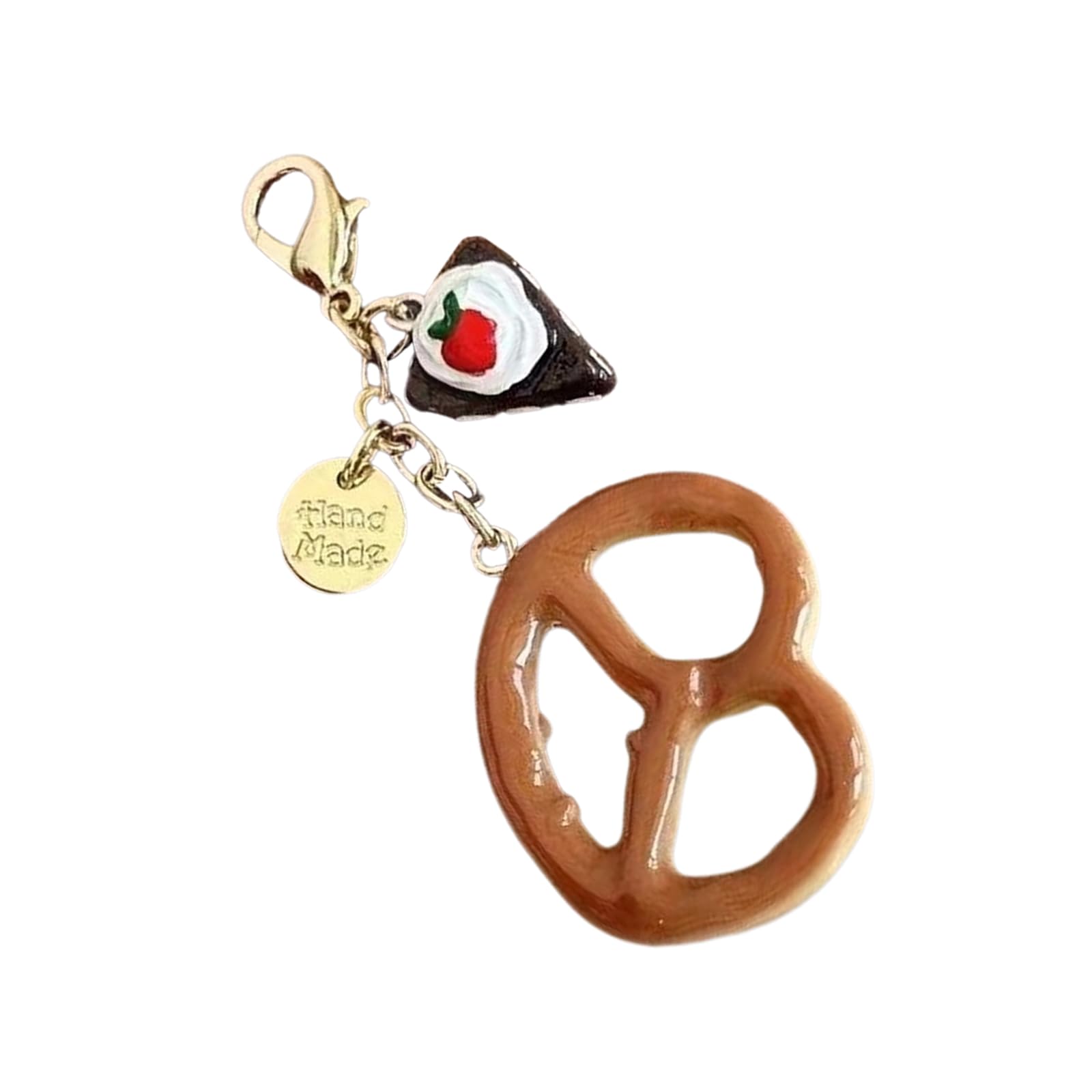 [Sbshiouu] Realistic Chocolate Pretzel Pan Coin Purse Keychain Accessories Bag Novelty Coin Purse Keychain for Fashionable Adults and Students