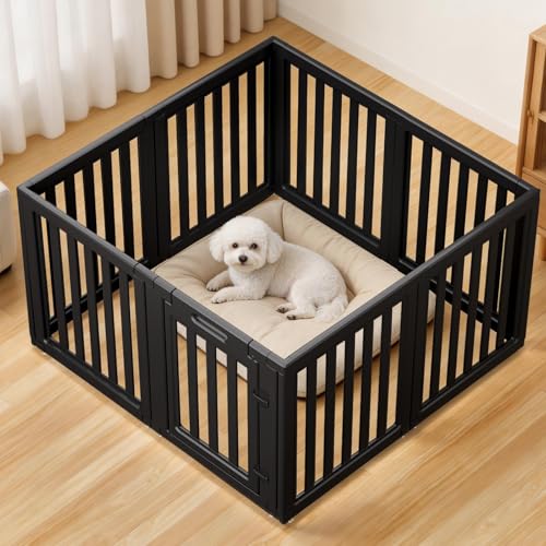 Image of Dog Playpen Indoor,Puppy Playpen,Black 23.6 inch H, 8 Panels | Dog Play Pen Indoors with Open View, Tool-Free Setup, Multi-Shape Setup, Dog Pen for Dogs, Cats & Puppies