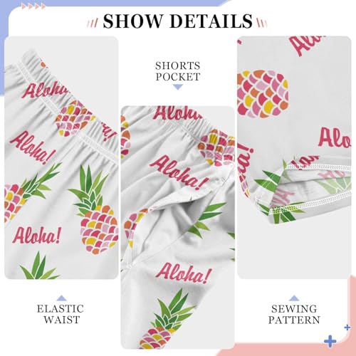 Aloha Pineapple Boys Long Pants Soft Trousers Elastic Waist Kids Lounge Bottoms with Pockets S-XL4