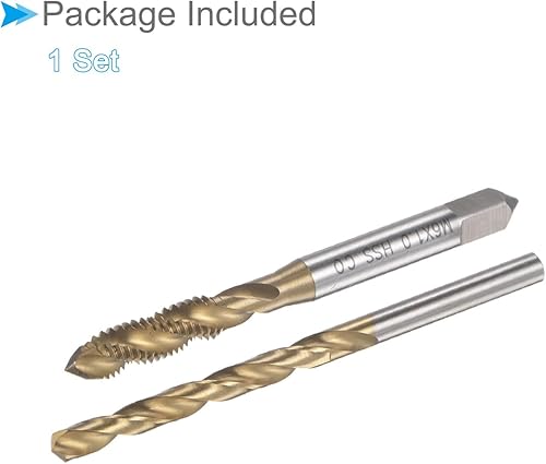 Miniatura 5 de Juego de puntas de flauta en espiral y brocas, M6 x 1 rosca de 0.197 in de diámetro de taladro, kit de herramientas de rosca con recubrimiento en