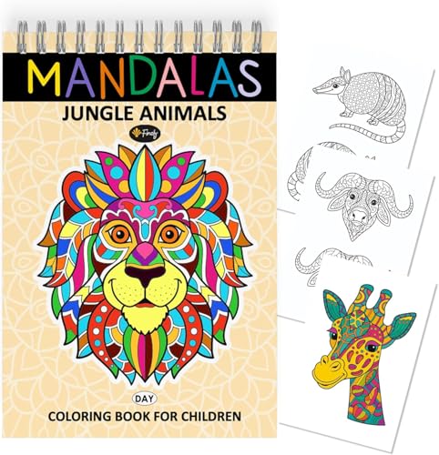 Finoly Mandala da Colorare per Bambini Rilassamento e Antiestress | Libro Mandala da Colorare Bambini | Mandala Animali | Libri da Colorare Mandala A4 | Rilegatura Spirale