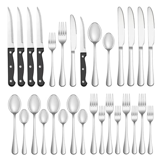 MUTNITT Silverware Set with Steak Knives Service for 4,Stainless Steel Flatware, Mirror Polished Cutlery Utensil Set for Home Kitchen Eating Tableware, Include Fork Knife Spoon, Dishwasher Safe