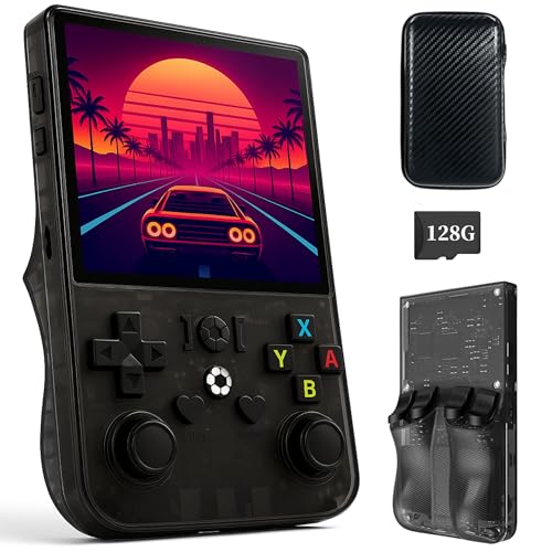 Consola Portatil Retro R36 Pro 2025 con más de 22.000 Juegos y 128 GB - Juegos de PSP, GameB, PS1, SuperNint, MegaD, NeoG, etc. +30 Emuladores -Pantalla HD IPS de 3.5' - Bateria 4000mah - Funda Regalo