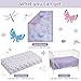 lasoftan 3 Piece Baby Crib Bedding Set, Infant Nursery Bed Set Decor with Quilt + Fitted Crib Sheet + Skirt, Baby Bedding Set Breathable and Soft for Baby Boy and Girl - Purple Butterfly