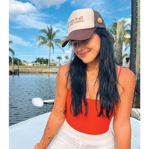 Image of Bottom Shelf Blame It All On My Roots Funny Foam Trucker Hat Unisex with Hat Pin