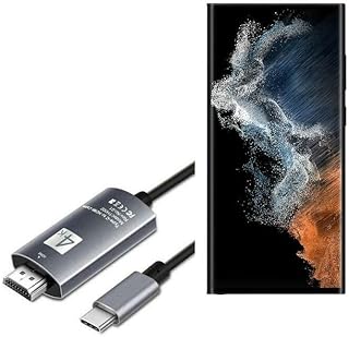 BoxWave Cable Compatible with Samsung Galaxy S22 Ultra 5G - SmartDisplay Cable - USB Type-C to HDMI (6 ft), USB C/HDMI Cable - Jet Black