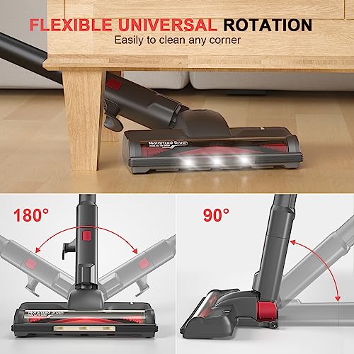 Girnoor Vacuum Cleaner, 600W Powerful 20Kpa Suction Corded Stick Vacuum Cleaner With Led Floor Head, Self-Standing &Multi-Tool, Lightweight Handheld Vacuum For Hardwood G160 Black #TOP5