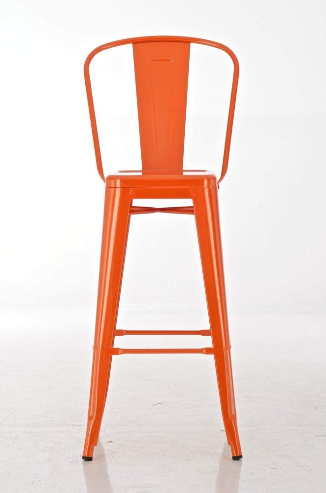 CLP Set 2 Sgabelli Con Schienale Aiden In Metallo I Coppia Sedie Sgabelli Cucina Industriali Con Poggiapiedi Alt 77CM, Colore:arancione