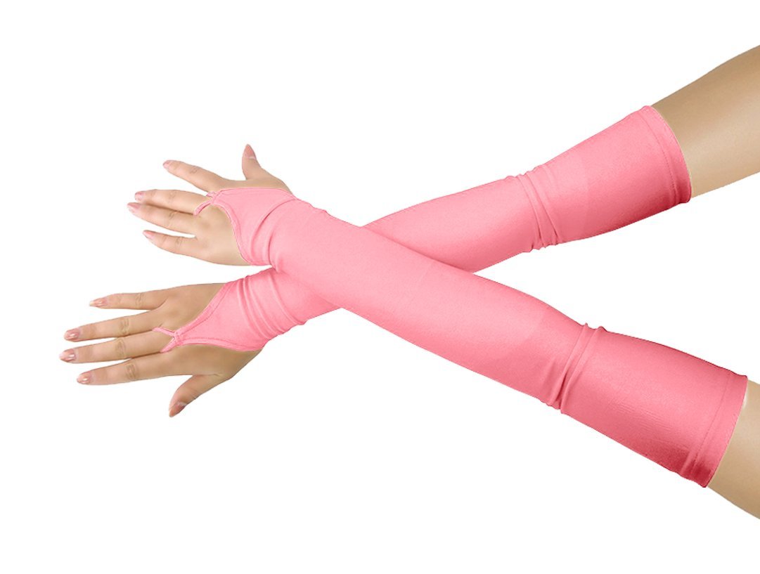 lucky baby store Girls' Boys' Adults' Halloween Makeup Fingerless Over Elbow Cosplay Costume Gloves (pink)