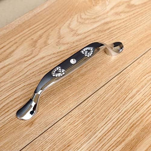 Southst 128mm Creative Rhinestone Love Furniture Handle Shine Silver Win Cabinet Dresser Handle Glass Crystal Drawer Knob 96mm - (Color: 128mm Handles)