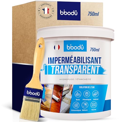 BIBODU Agent de Revêtement Imperméable Transparent 900gr / 750ml | Etancheite Toiture à Haut Rendement - 900gr/5m² | Parfait pour Terrasse, Toits, Extérieurs, Intérieurs, Cuisines