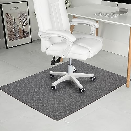 Image of Chair Mat for Hardwood & Tile Floor, 47 inch x 52 inch Heavy Duty Office Chair Mat for Rolling Chairs, Anti Slip, Non-Curve, Floor Protector for Home Office, Charcoal Grid