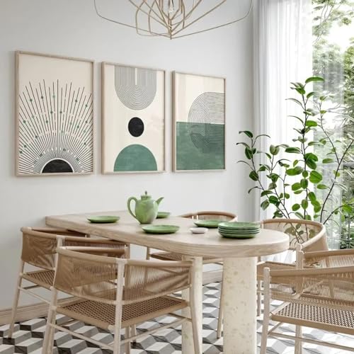 Peinture toile abstrait vert Boho 70x100cm affiche murale salon