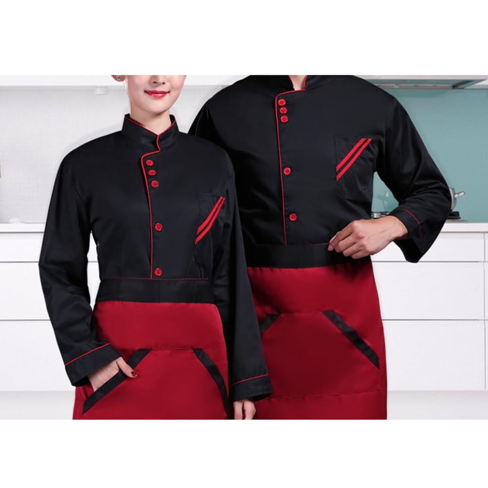 VALICLUD langärmlige kochjacke Langarm Kochuniform Schwarzes Kochhemd Kochmantel änner kochmütze Mantel Herren-jacken Damen-jacken Catering-Jacken lässige lockere Kochkleidung Black