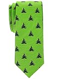 Retreez Delightful Christmas Tree Pattern Woven Microfiber 2.4' Skinny Tie - Green